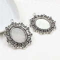 18x25mm Inner Size Black Antique Silver Plated Cameo Cabochon Base Setting Charms Pendant Bezel Tray DIY Necklace Findings