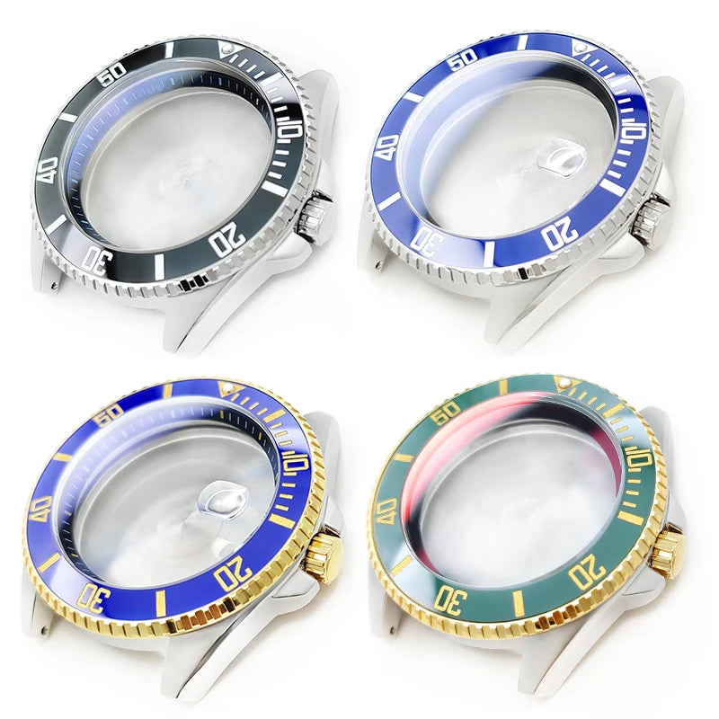 MDV-10 6Watch Cases Custom Stainless Steel Set for Swordfish Wristwatch Shiny/Brushed Crystal Crown Chapter Ring Bezel Part