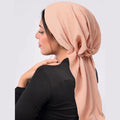 Women's Big Size Crinkle Style Polyester Headscarf Custom Logo Pre-Tied Scarf Quick Shipping Spring Solid Color Hair Scarves