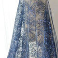 Design China Wholesale Blue Sequin Embroidery Lace Fabric Peony Court Fashion Clothing Fabric High-end Wedding Dress Fabric