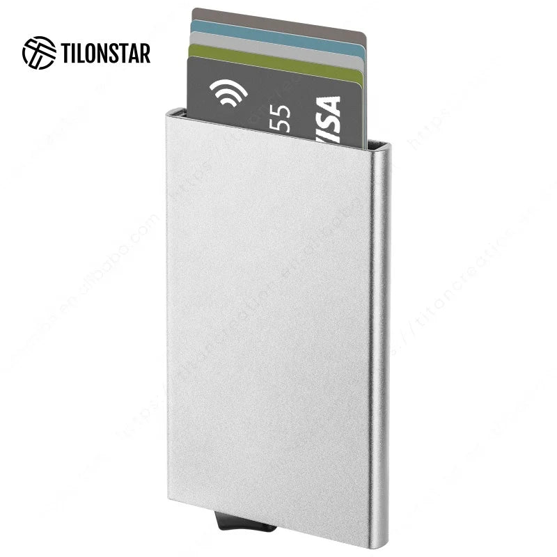 Guangzhou Supplier Automatic Minimalist Business Push Out Card Holder Case Metal Rfid Card Holder Wallet Aluminum