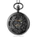 Double Crane Playing Pearl Pattern Hollow Relief Manual Mechanical Pocket Watches
