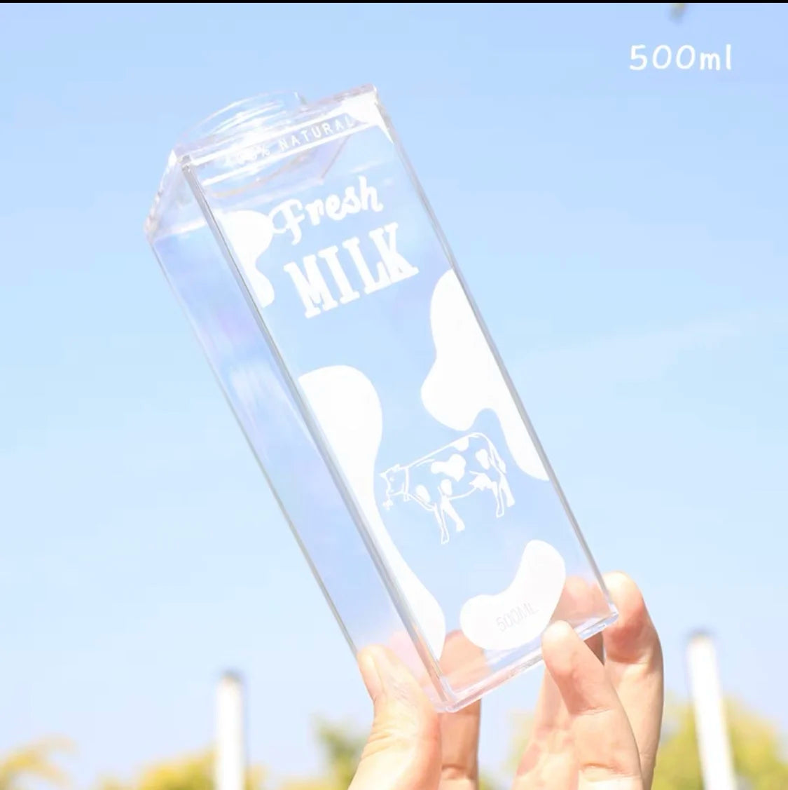 Bpa Free 500ml Milk Carton Shaped Tumbler Cups Plastic Clear Transparent Colored Acrylic Milk Box Carton Shaped Water Bottle
