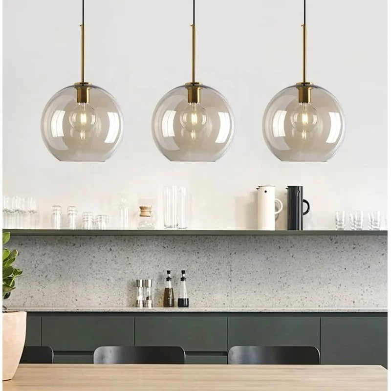 Modern Simple Cognac Color Glass Lamp Head Creative Ceiling Light for Hotel Application