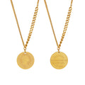 Head Letter Round Pendant Necklace Sweater Chain Stainless Steel Jewelry Necklace