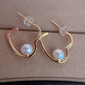 High Quality 5-6mm 18K Gold Plated Freshwater Pearl Earrings for Girls Ear Needle Love Temeprament Ear Needles Included