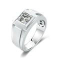 925 Sterling Silver Men's 1ct Moissanite Ring Rhodium Plated High Polished Comfort Fit Design Wedding Engagement Ring for Man