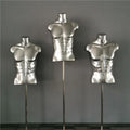 Wholesale Fashion Store Window Display FRP Silver Color Male Mannequin Bust Stand European Style 70cm