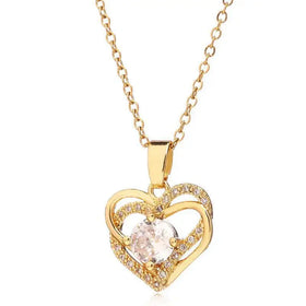 Valentine's Day Women Gift Jewelry Heart Necklace Zircon Love Knot Necklace Diamond Heart Pendant Necklaces