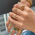 MC209 Wholesale 18k Gold Plated Stainless Steel Waterproof  Snake Ring Glass Zircon Niche Design Women Jewelry Fashionable Ring