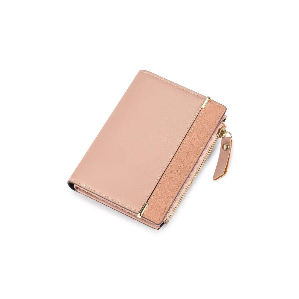 Wholesale Bifold Mini Lady Purse PU Leather Short Wallet Fashion Small Zipper Lady Purse Short Women Wallet