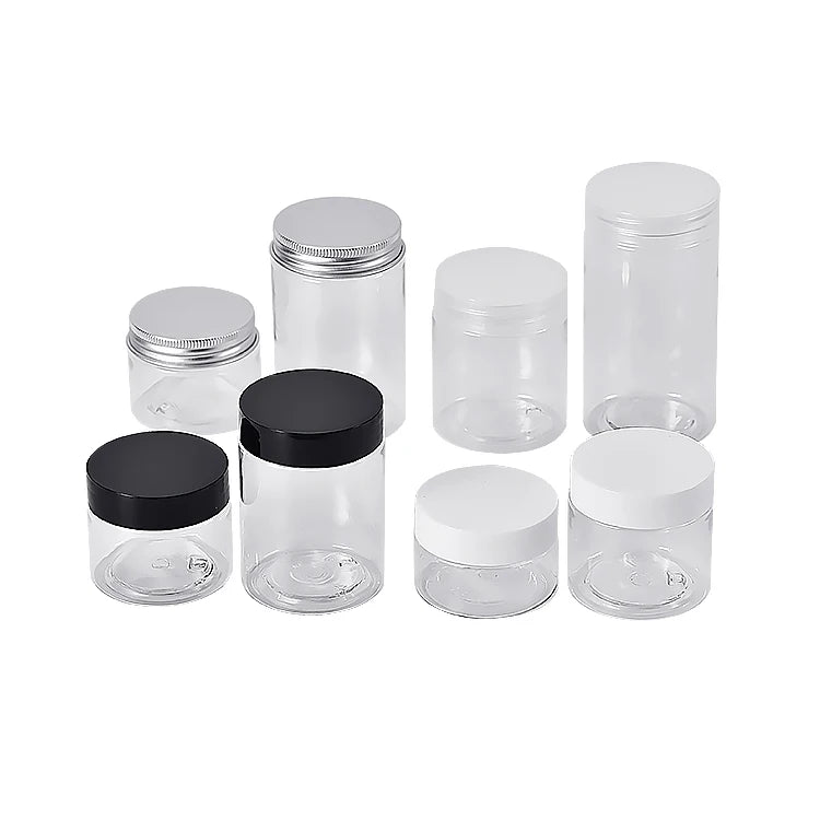 300/350/500ml PET Transparent Food Storage Container Jars with Plastic Screw Top