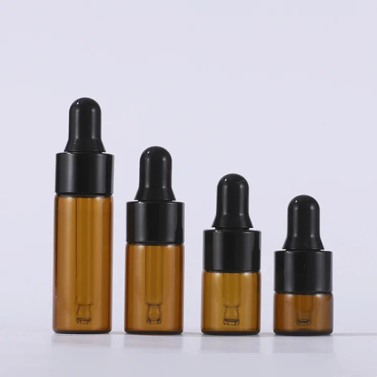 1ml 2ml 3ml 5ml Amber Brown Hair Oil Cosmetic Packaging Small Essential Oil Dropper Glass Bottle
