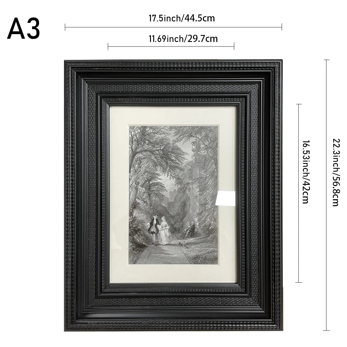 Large Size American Matte White Black Wood 4-Color Printed Die-Cut Picture Frame New Arrival Home Office Hotel Wall Decor