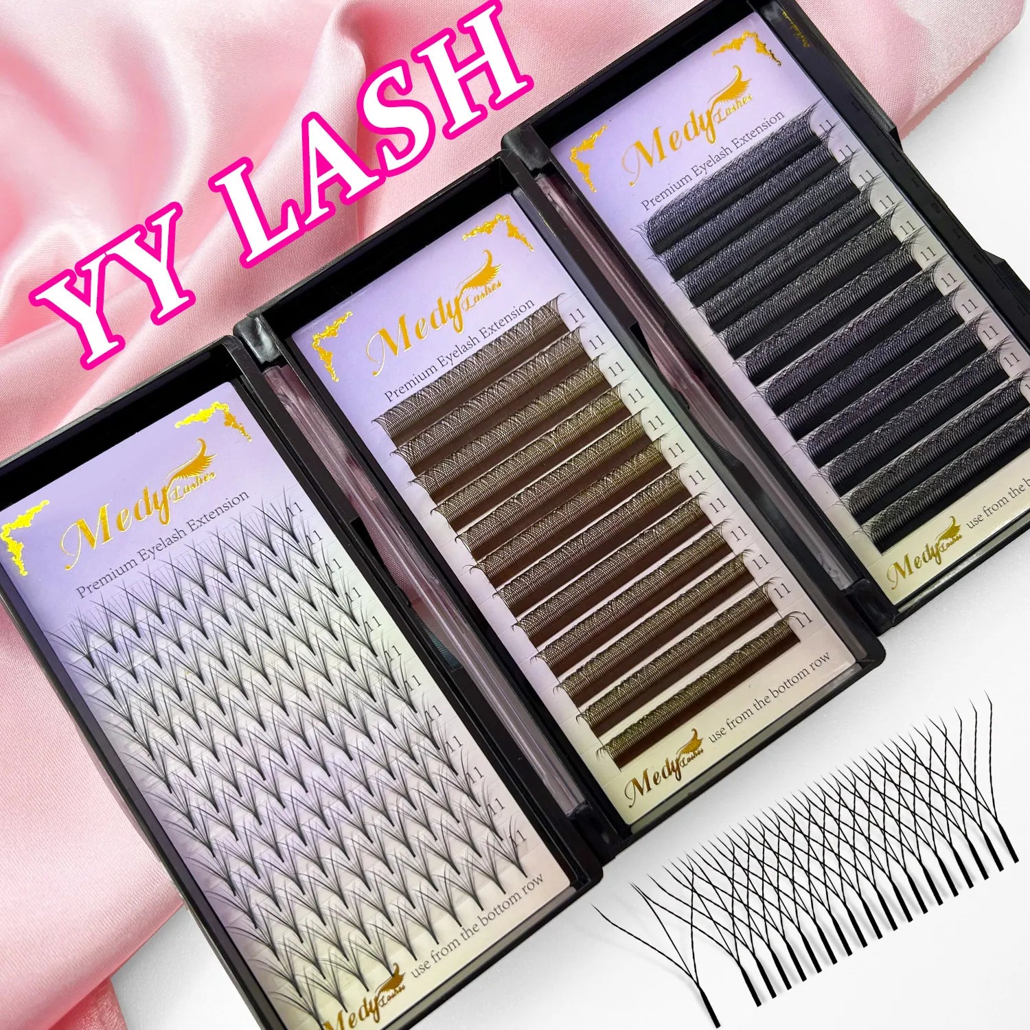 Wholesale YY W Lash Extension Tray 0.05 0.07 Natural Black Customizable Colors Velvet Cashmere Synthetic Hair Eyelash Extension