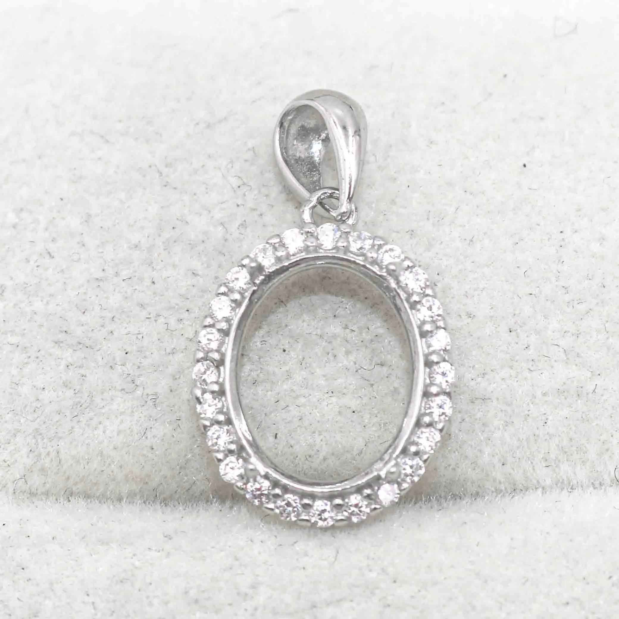 Sterling Silver 6*8/7*9/8*10/9*11/10*12/10*14/12*16/13*18mm Semi Mount Pendant Empty Frame Base Without Center Stone for DIY
