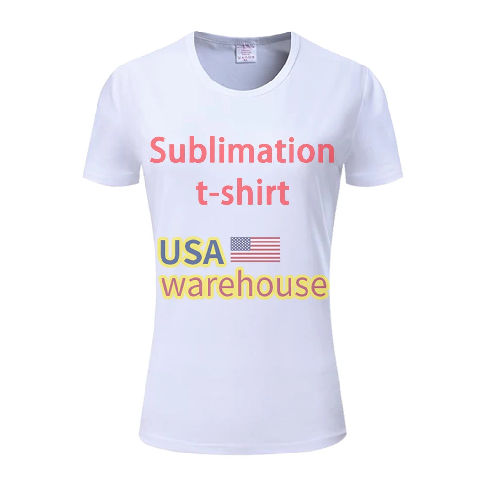 Polyester Sublimation t Shirt for Women Cotton Feel Us Warehouse 100% Polyester Blank White T-shirts for Sublimation Printing