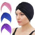 GTOP Wholesale Custom Logo Hair Accessories Solid Color Ruffle Turbans Head Wrap Top Knotted Headwear Turban for Women