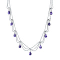 Elegant Rhodium Plated Silver 925 Jewelry Natural Amethyst Necklace for Women Anniversary Gift Party Wear