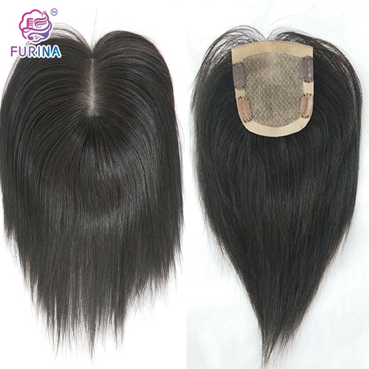 Silk Base Full Hand Tied Wth PU Side Top Quality 9*10cm Human Hair Toppers Toupees for Women