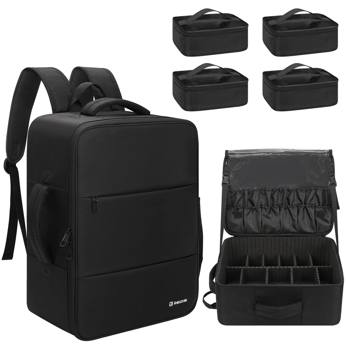 Relavel Professional Large Makeup Artist Bag Travel Makeup Organizer Backpack Cosmetic Makeup Storage Bag Case