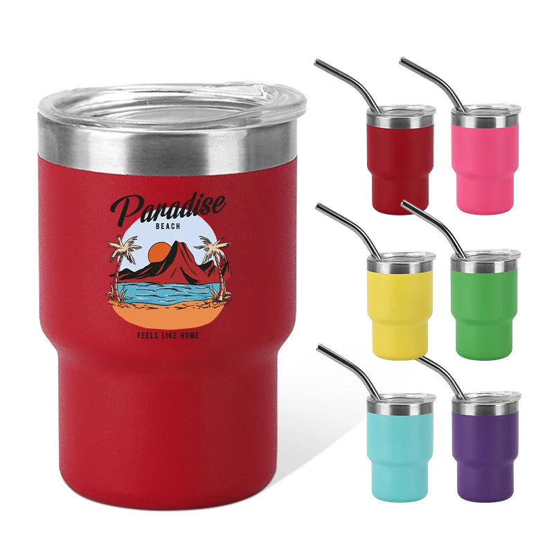 Wholesale Customized Powder Coating 3oz Laser Engraving 304 Stainless Steel Double Wall Colorful Mini Cute Shot Beer Glass