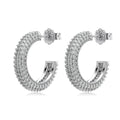 ACME Vintage Geometric Chic  925 Sterling Silver Jewelry Chunky Hoop Stud  Baguette 18K Gold Plated  Rhodium Earring for Women
