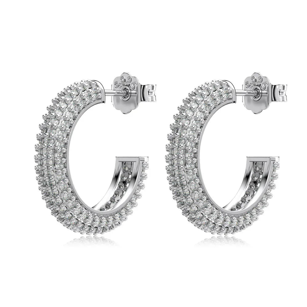 ACME Vintage Geometric Chic  925 Sterling Silver Jewelry Chunky Hoop Stud  Baguette 18K Gold Plated  Rhodium Earring for Women