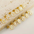 Wholesale Luxury Jewelry 18K Gold Plated Stainless Steel Natural Shell Pearl Alphabet Letter Round Stud Earring for Women