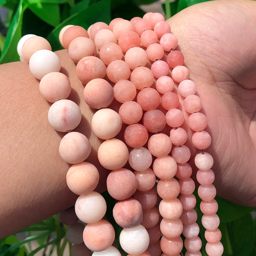 Wholesale Natural 4/6/8/10mm Dull Polish Matte Frosted Pink Aventurine Round Semi Gemstone Beads for Jewelry Making Bracelet