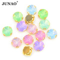 JUNAO 10mm Rivoli Sew on Rhinestone Applique Flat Back Stones Resin Rhinestone Bead Sew on for Dress DIY
