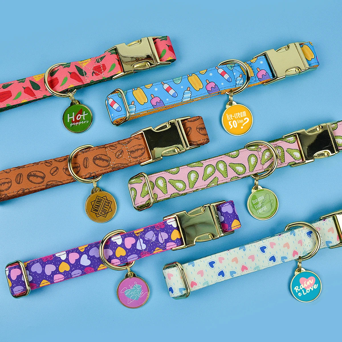 MIDEPET Factory Direct Cute Cartoon Dog Accessories Set 2pcs Quick Release Metal Buckle Printed Nylon for Valentine's Day New
