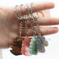 Diy Natural Crystal Stone 7 Chakra Round Tree Of Life Pendant Keychains Handmade Key Ring Holder For Women men Business Gifts
