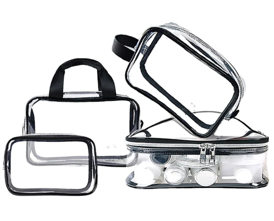 Custom Logo Travel Clear TPU Zipper Fashion Makeup Train Case Women Handbag Beach Tote Bag Cosmetic Bags & Cases