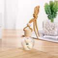 10ml Flat Round Glass Car Perfume Bottle with Cartoon Sticker Hanging Empty Perfume Car Bottle air Freshener with Wooden