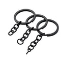 25mm 30mm Metal Black Key Ring With Chain DIY Keychain