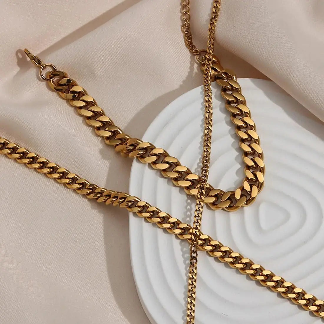 New Tarnish-Free Water-Proof 18K Gold Plated Jewelry Stainless Steel Cuban Link Anklets Fashion Jewelry Anklets