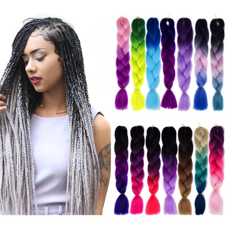 24inch Jumbo Braids Ombre Jumbo Braiding Hair Coloured Synthetic Braid Wigs Crochet Blonde Hair Extensions
