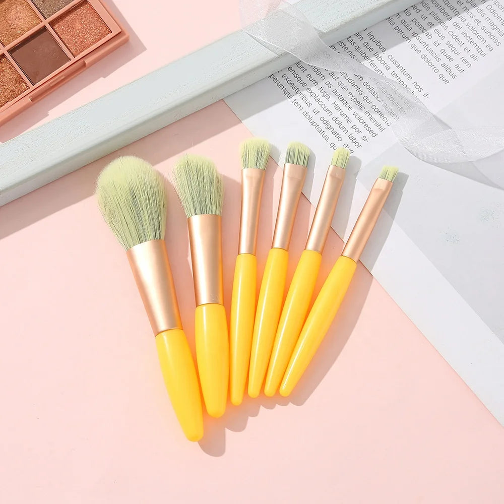 Custom Logo Small Order Mini Foundation Blush Makeup Brushes Set Synthetic Hair Powder Blush Brush 6pcs Makeup Brushes with Box