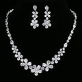 New Arrival 2pcs Bridal Jewelry Set Wedding Necklace Earring Set Design Flower Zircon Jewelry Set for Women Girls