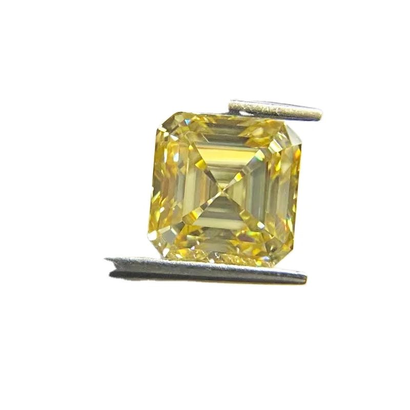 Wholesale 1ct Yellow Asscher Cut Moissanite 6*6mm Square Loose Gemstone for Unique Jewelry Making Engagement Rings