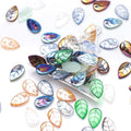 Zhubi 10X18MM Oval Leaf Shape Pendant Glass Beads for Jewelry Making Visual Colorful Crystal Leaf Beads for DIY Making Crafts