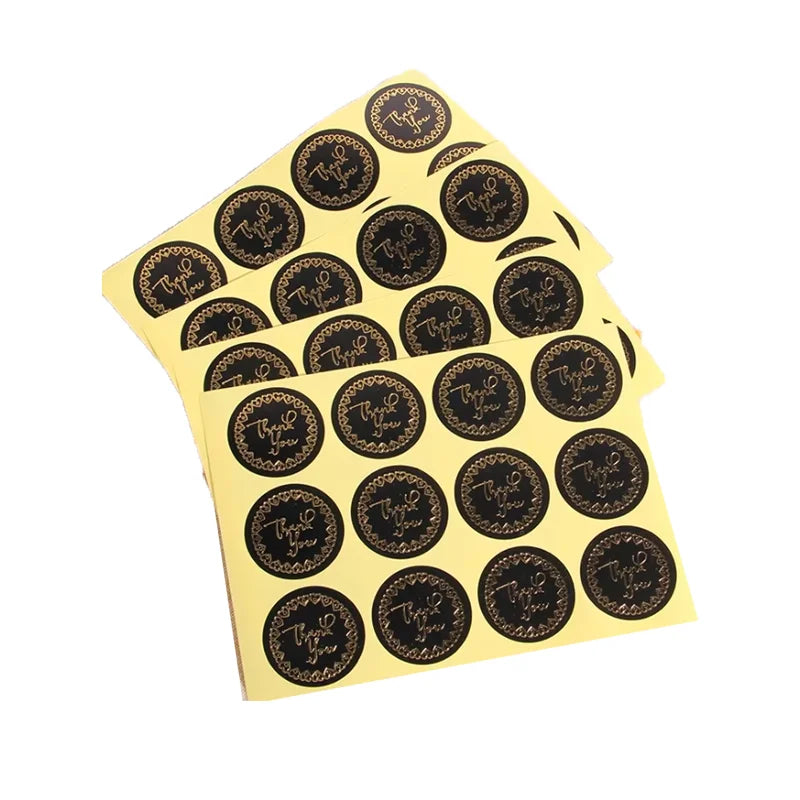 120pcs/pack Hot Stamping Thank You Series Bronzing Paper Sticker for Handmade Products Baking Party Gift Sealing Sticker Label