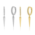 YHE0267 Punk Rivet Spike Pendant Round Cartilage 925 Sterling Silver Earrings for Women Jewelry Simple Geometric Drop Earrings