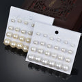 Fashion Pearl Stud Earrings Set White Colored Faux Pearl Earrings for Women and Girls Jewelry Making Zinc Alloy Trendy Round