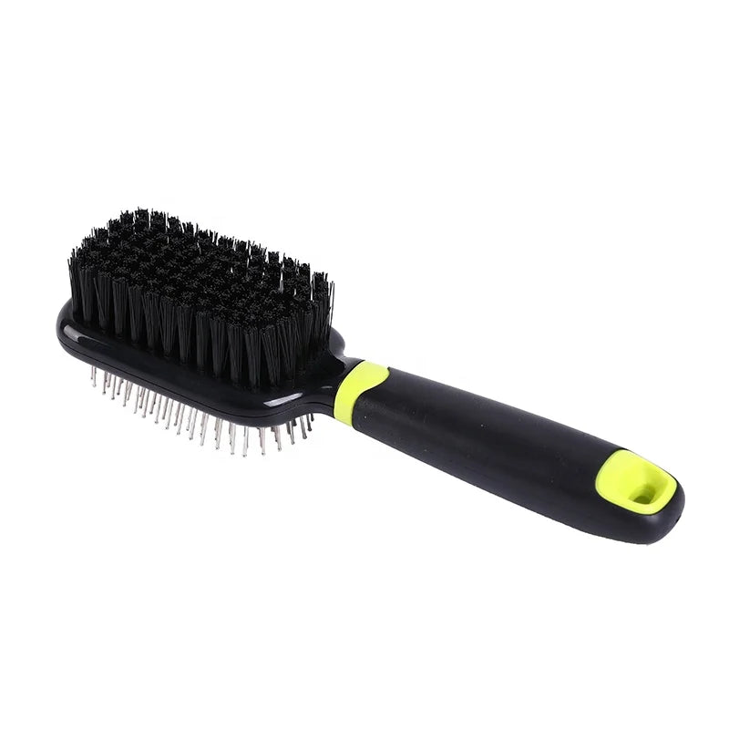 Professional Double Side Soft Pin Brush for Dogs Stainless Steel Needle with Loose Hair Bristle Pet Grooming Tool