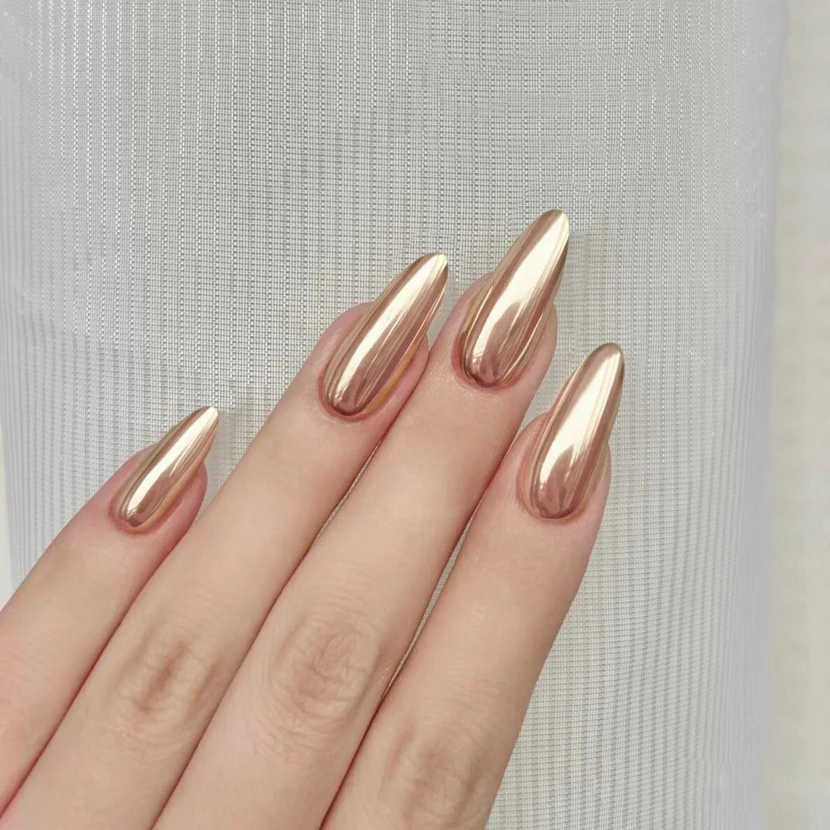 Wholesale Stiletto Almond Mirror Gold Luxury Fake Nails False Nails Custom Press on Nails Private Label