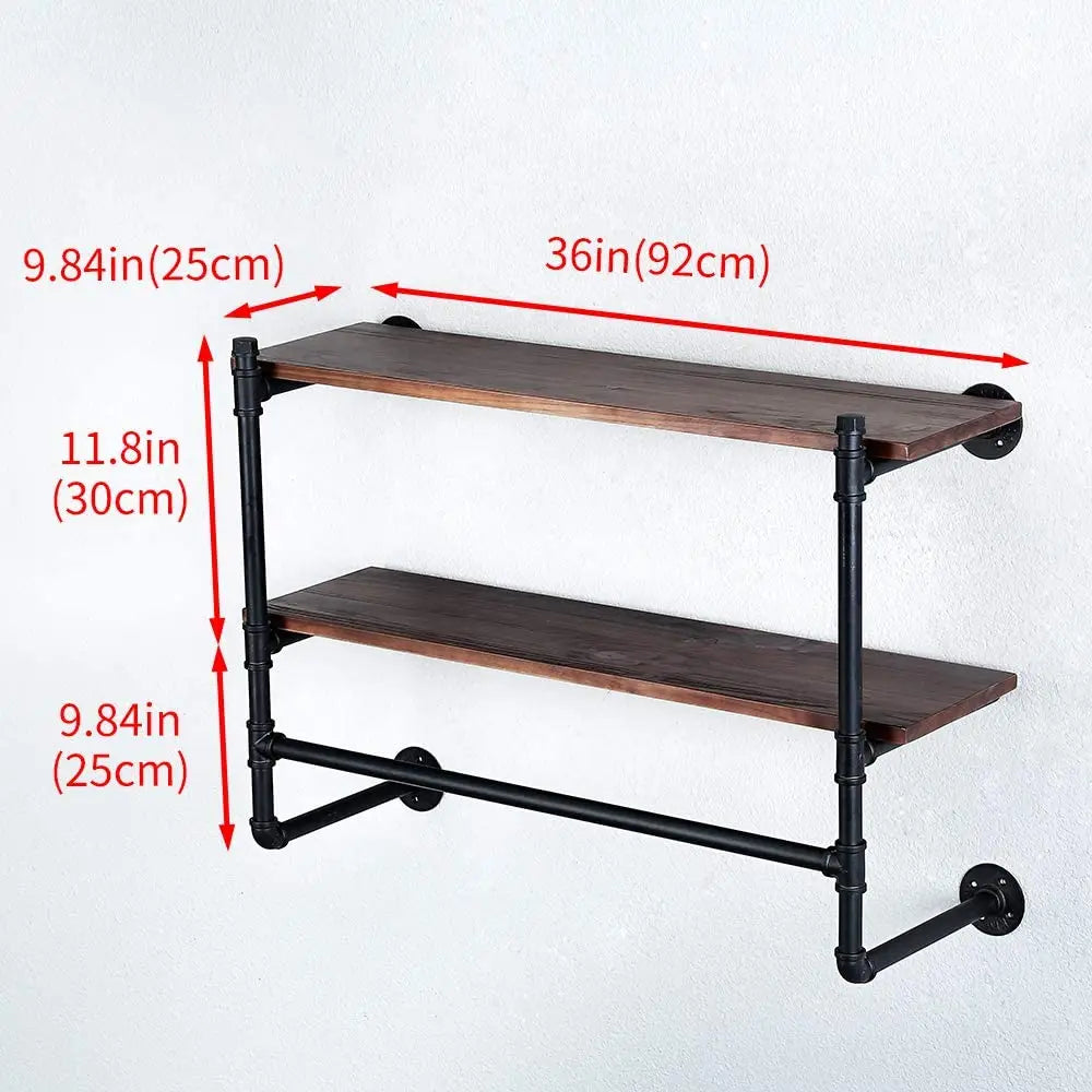 Industrial Wall Mounted Shelves Wood Metal Floating Modern Design Multi-functional Storage for Living Room Supermarket Farmhouse