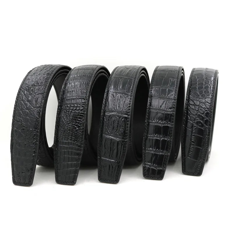 New Design Mens Automatic Buckle Belts Genuine Leather Belt for Men Strap No Buckle OEM Belt Factory