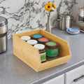 Ownswing Large Bamboo Kitchen Storage Basket Multi-Functional Toy Books and Food Spice Organizer Stackable Wood Storage Box